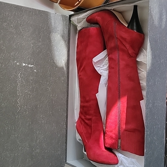 SUEDE VIA SPIGA SHANTI WINE BOOTS - Picture 5 of 13